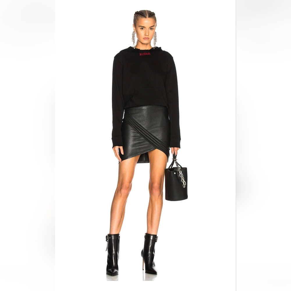 #225. RtA Blossom Black Leather Mini Skirt